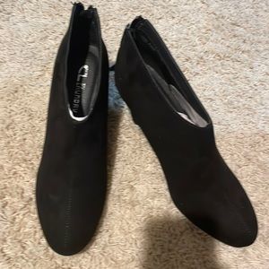 Chinese Laundry black suede wedge booties NEW sz 8.5